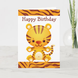 Carte Tigre de dessin avec tigre Imprimer Joyeux anniver