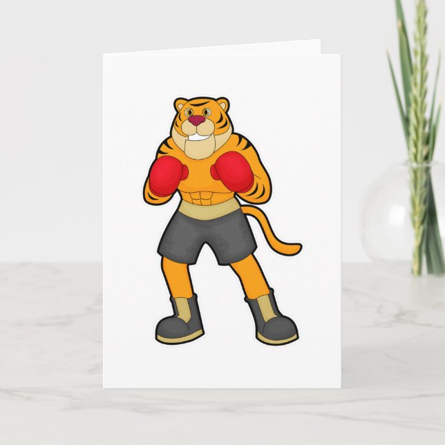 Carte Tigre en boîte avec gants de boxe (Devant)