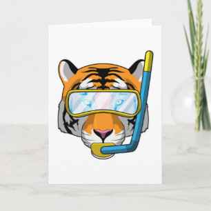 Carte Tigre en plongeur avec tuba