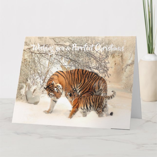 Carte Tigre et bébé mignons - Noël parfait (Devant)
