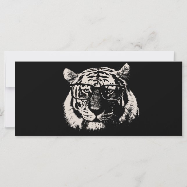 Carte Tigre Hipster Avec Verre (Devant)