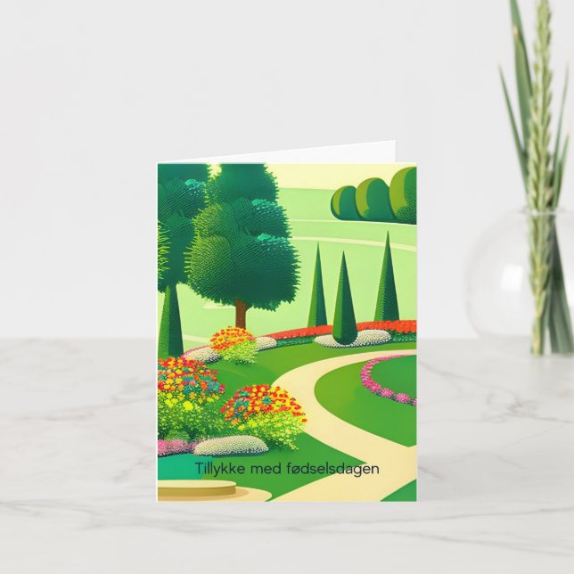 Carte Tillykke med fødselsdagen, anniversaire heureux au (Devant)