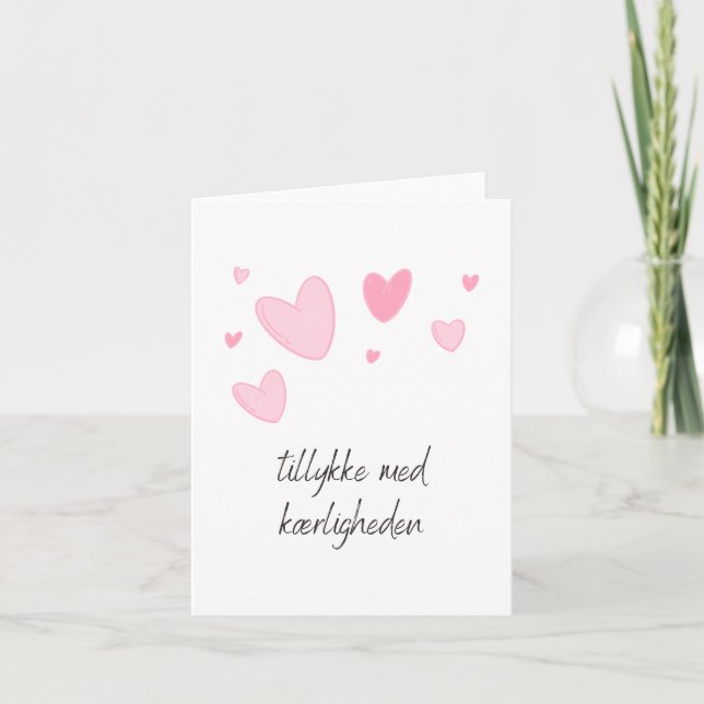 Carte Tillykke med kæ rligheden, mariage danois (Devant)