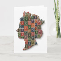 Timbre de la Reine Elizabeth II Mosaïque Silhouett