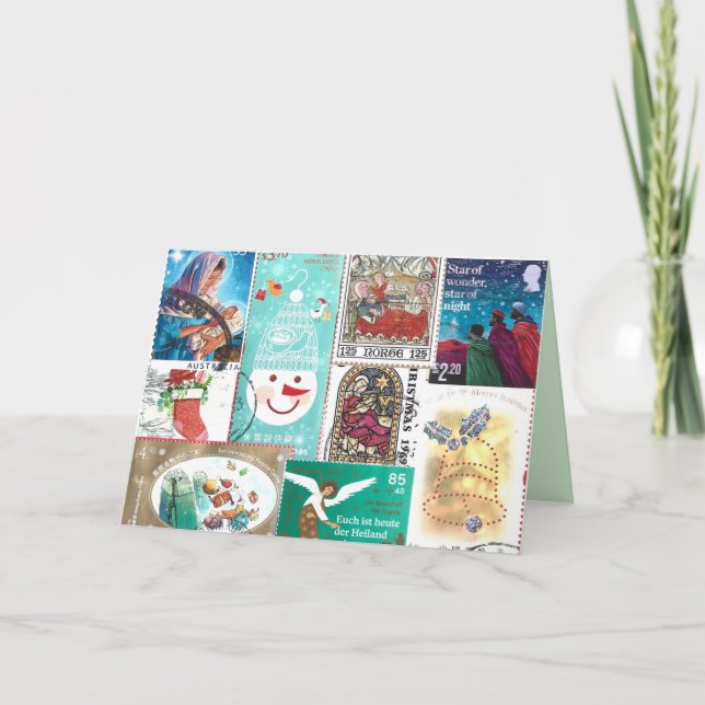 Carte Timbres personnalisés en pot de Noël (Devant)