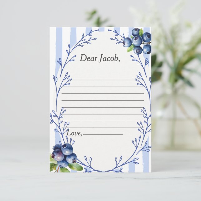 Carte Time Capsule Poem Blueberry Réponse (Debout devant)