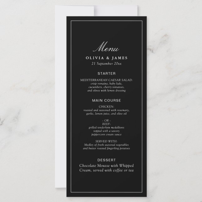 Carte Timeless Dark Black Modern Minimalist Wedding (Devant)