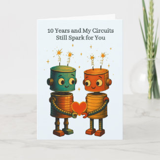 Carte Tin Robot Love 10th Wedding Anniversary