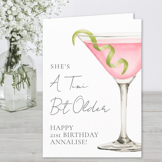 Carte Tini Bit Older Martini Happy Birthday (Tini Bit Older Martini Happy Birthday Card)