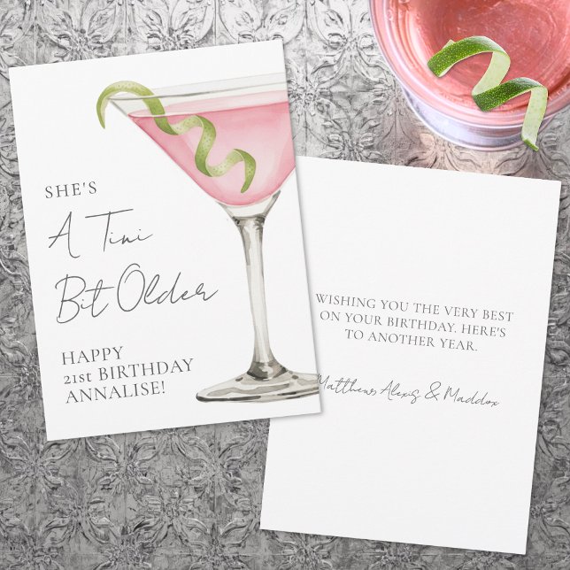 Carte Tini Bit Older Martini Happy Birthday (Tini Bit Older Martini Happy Birthday Card)