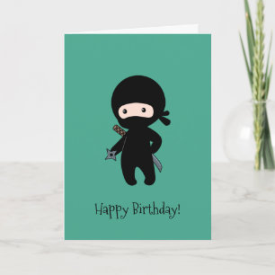 Carte Tiny Ninja tenant Star Dark Green Anniversaire