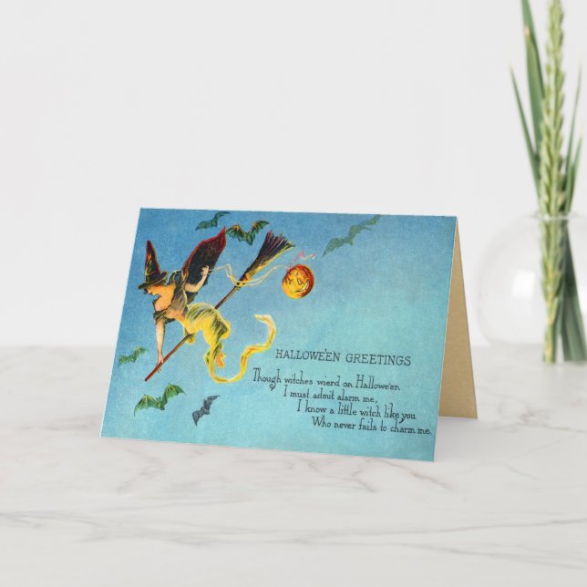 Carte Tipsy Flying Witch Vintage (Devant)