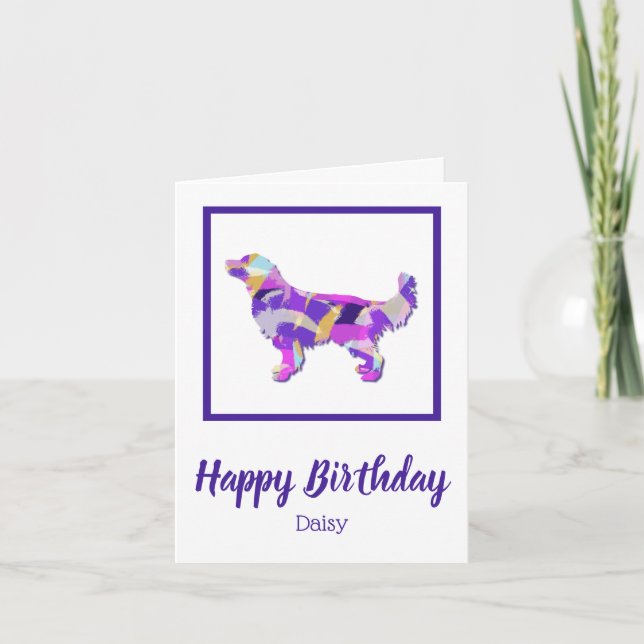 Carte Tirage de chien Retriever doré PPY&B Anniversaire (Devant)