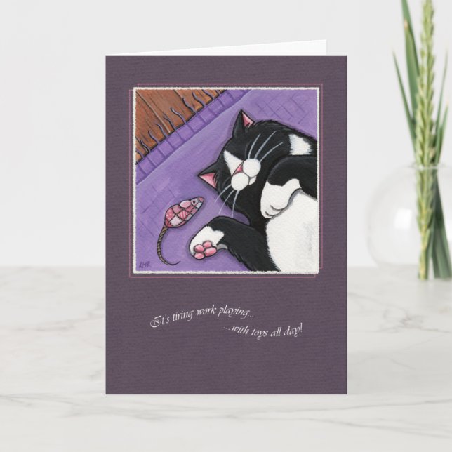 Carte Tirage Travail Jouer toute la journée - Cat Art Ca (Devant)