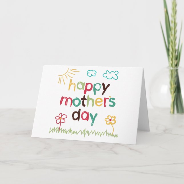 Carte tirée à la main pour la fête des mères (Devant)