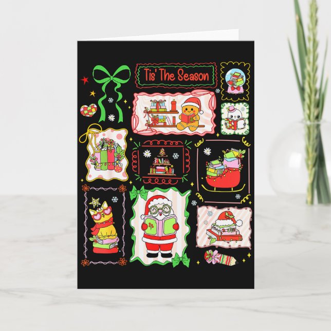 Carte Tis The Season Christmas Gingerbread Santa Book Te (Devant)
