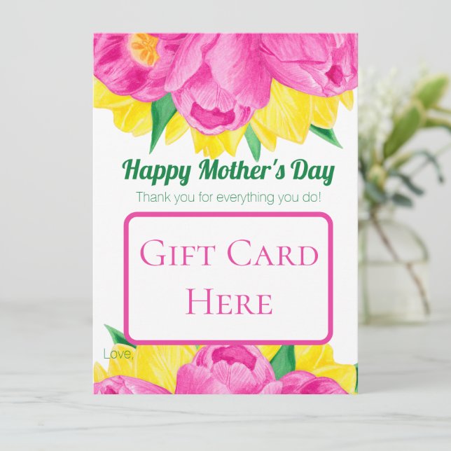 Carte Titulaire de carte-cadeau de la Fête des Mères ros (Debout devant)