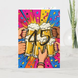 Carte Toast à la bière pour les 45 ans dans le Pop Art