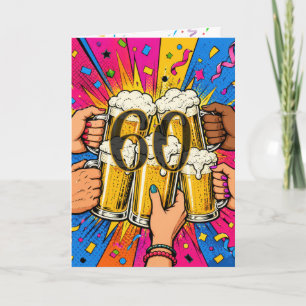 Carte Toast à la bière pour les 60 ans en Pop Art
