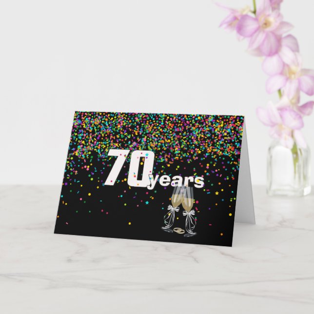 Carte Toast au 70e anniversaire de confetti (Orchidée)