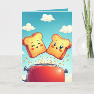 Carte Toast d'anniversaire qui sort d'un grille-pain rou