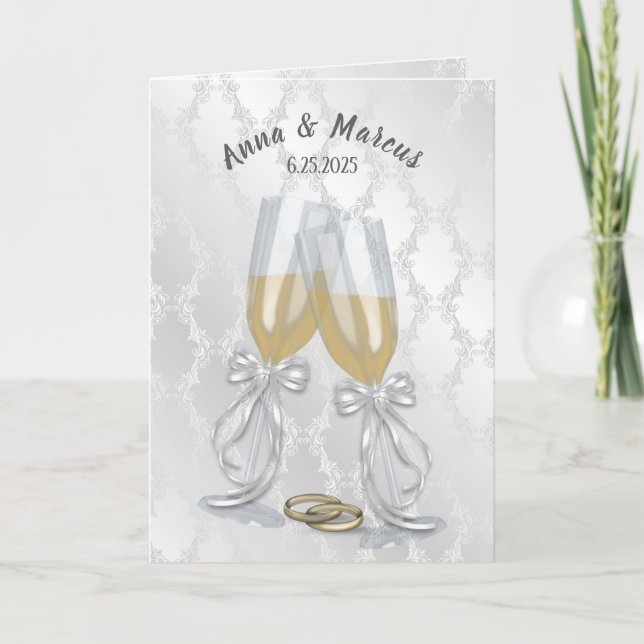 Carte Toast mariage avec anneaux (Devant)
