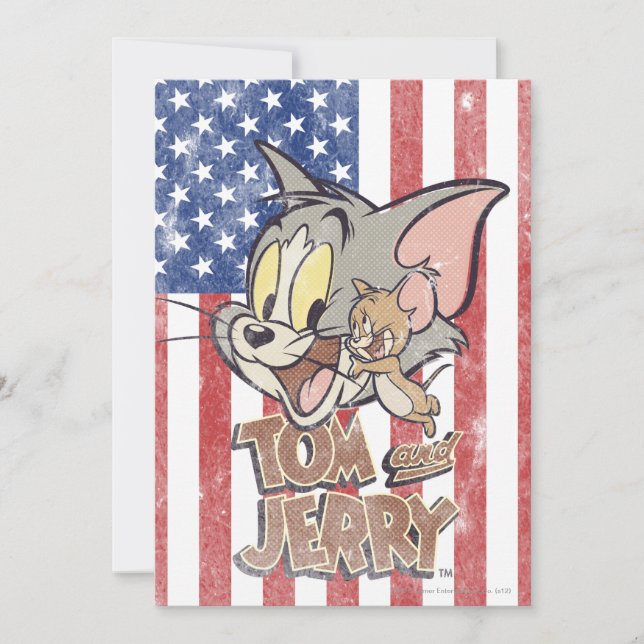 Carte Tom & Jerry avec le drapeau américain (Devant)