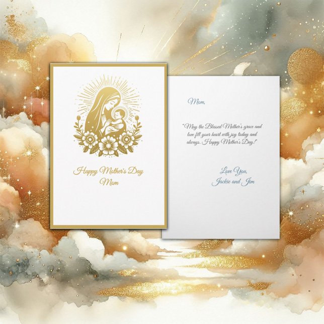 Carte Tone d'or Vierge Marie Fête des Mères (Créateur téléchargé)
