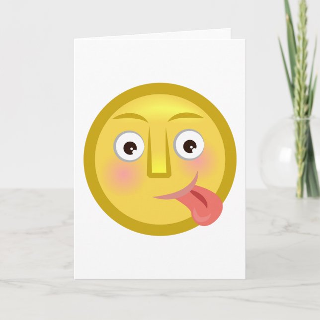 Carte Tongue Out Emoji Funny Goofy Face (Devant)