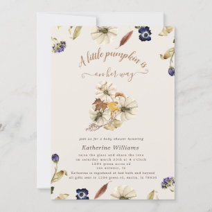 Carte tons d'automne citrouille baby shower 