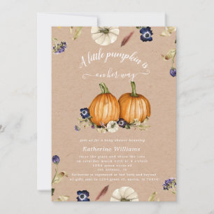 Carte tons d'automne citrouille baby shower 