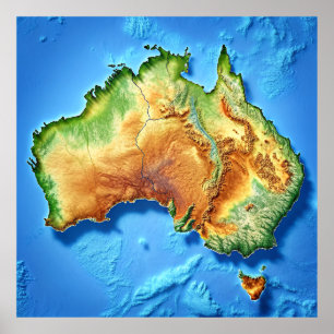 Carte topographique Australie Poster