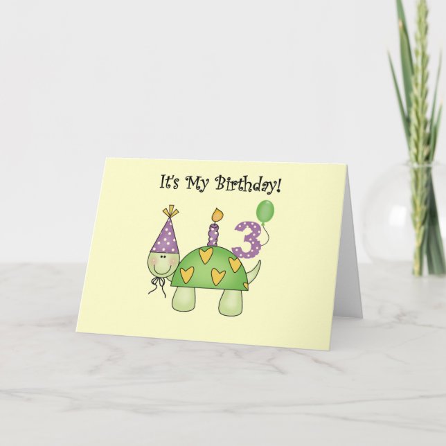 Carte Tortue 3ème Anniversaire Tshirts et cadeaux (Devant)