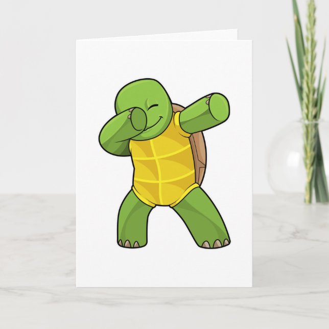 Carte Tortue à la danse hip hop Dab (Devant)