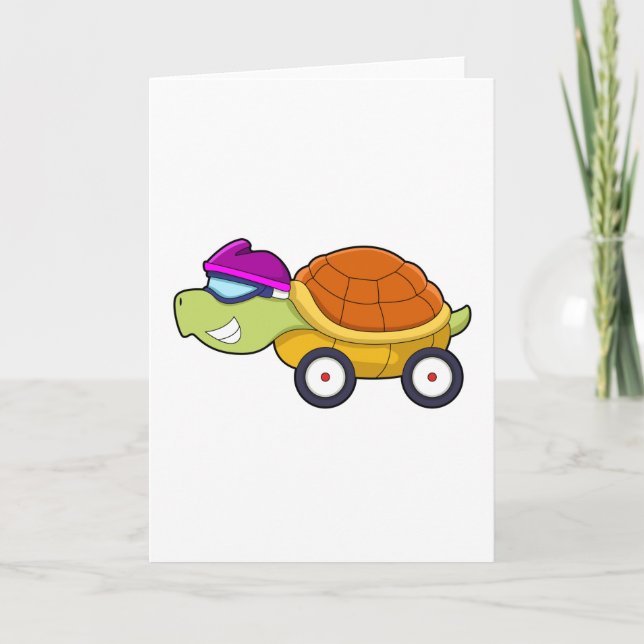 Carte Tortue avec coquille comme voiture (Devant)