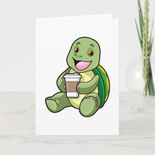 Carte Tortue avec coquille et café à emporter