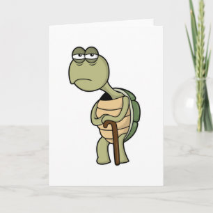 Carte Tortue avec coquille et canne