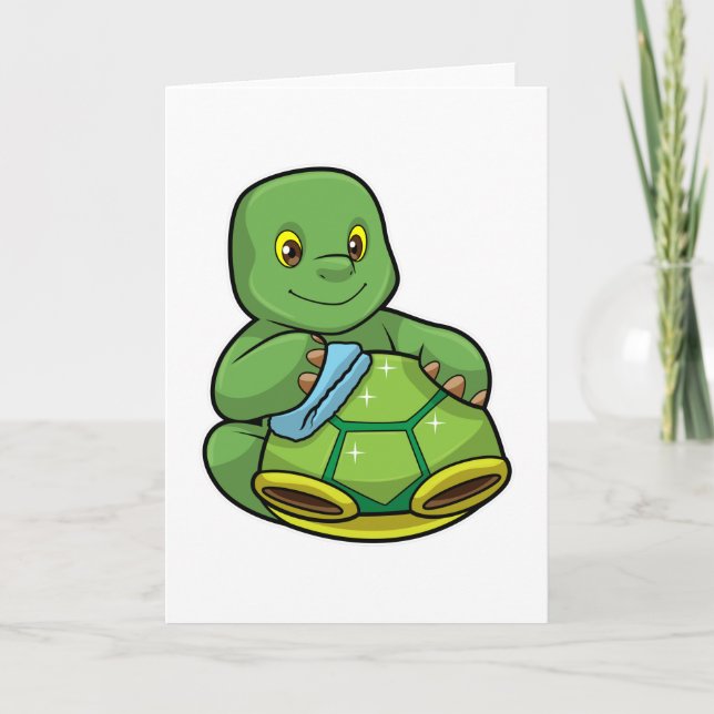 Carte Tortue avec coquille et chiffon de nettoyage (Devant)