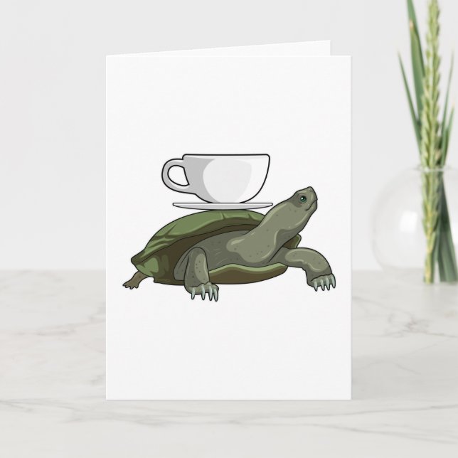 Carte Tortue avec Tasse à Thé (Devant)
