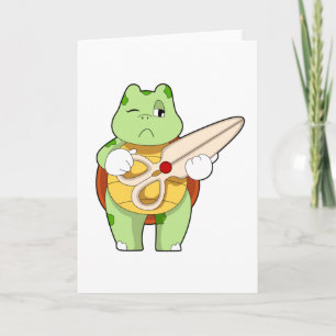 Carte Tortue coiffeuse avec ciseaux