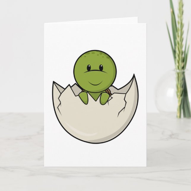 Carte Tortue comme bébé avec coquille d'oeuf (Devant)