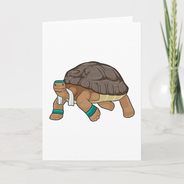 Carte Tortue comme coureur avec serviette (Devant)