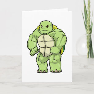 Carte Tortue culturiste avec tablette de chocolat