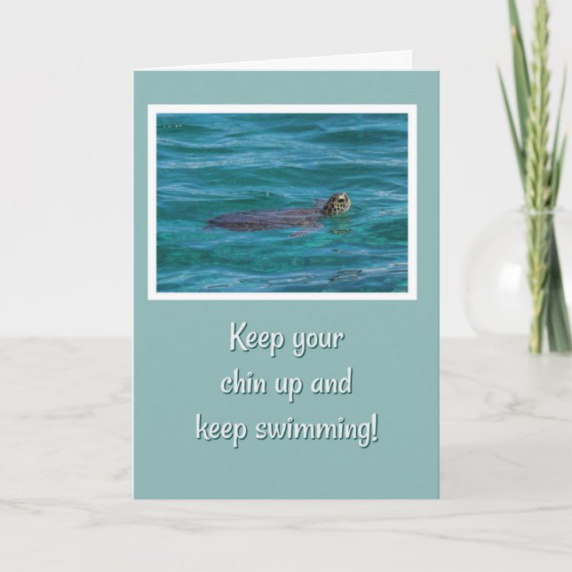 Carte Tortue de mer Continuer à nager Encouragement (Devant)