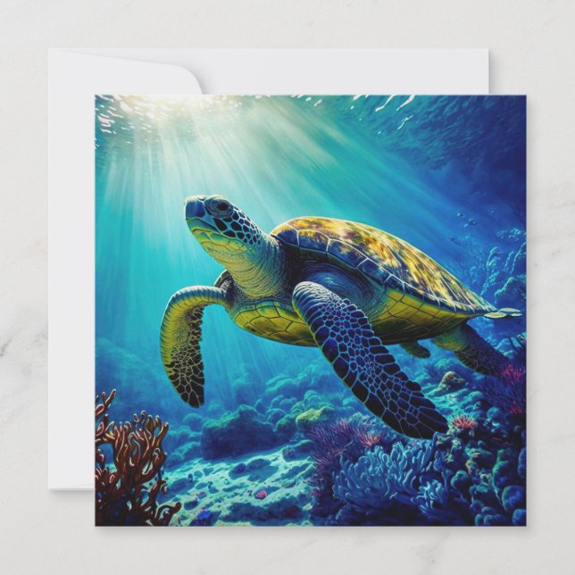 Carte Tortue de mer Océan Marine Vie Plage Nature Animau (Devant)