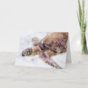 Carte Tortue de mer verte hawaïenne - Aquarelle de tortu