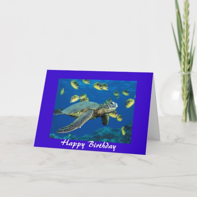 Carte Tortue de mer verte, joyeux anniversaire (Devant)
