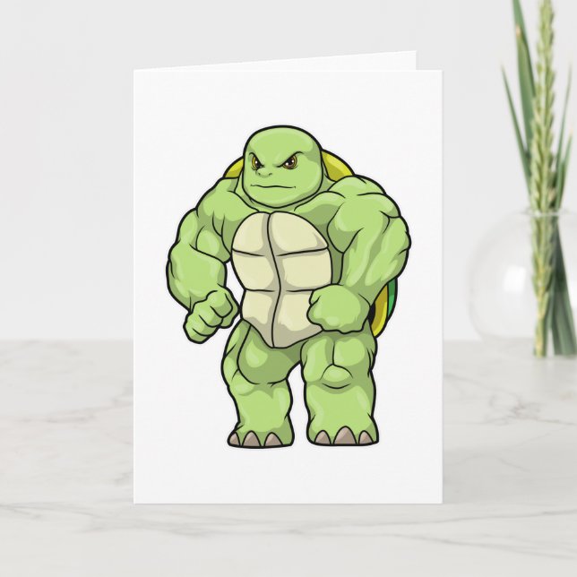 Carte Tortue en Bodybuilder avec Six pack (Devant)