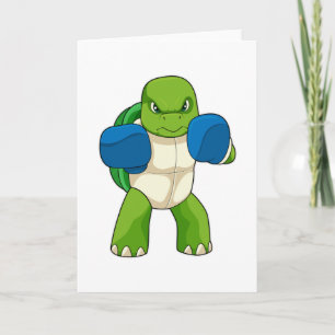 Carte Tortue en boxeur avec gants de boxe