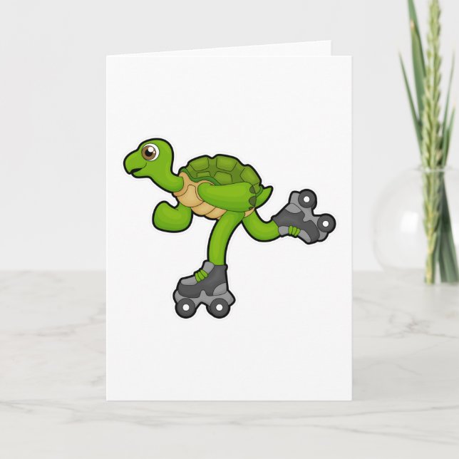 Carte Tortue en patineur avec des rollers (Devant)